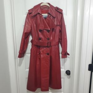Suburban heritage red leather trench coat large